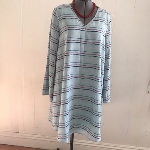 NWT Pink blush long sleeve Stripes dress size M.